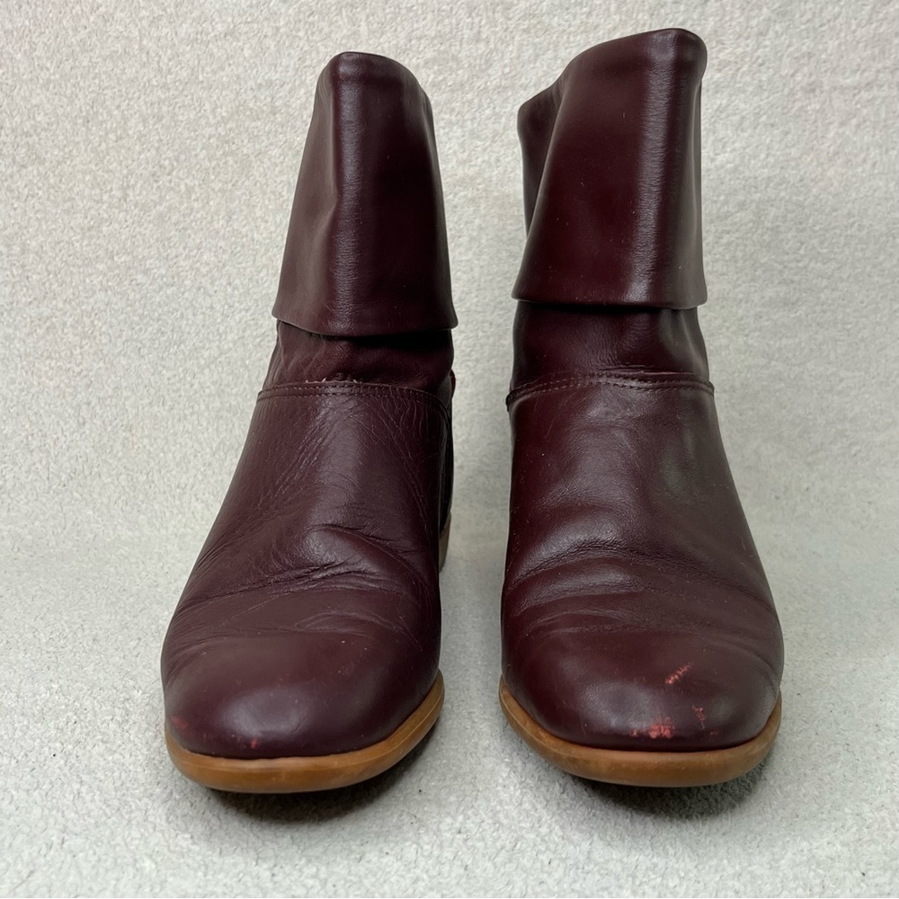 Vintage Heartland Leather Fold-Over Boots-Maroon/Burgundy-Womens 6.5-Vtg-90s-80s - Picture 6 of 12